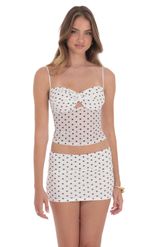 Picture of Twist Polka Dot Mesh Two Piece Set in White