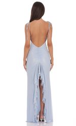 Product image for Rhinestone Mesh Open Back Maxi Dress in Beige