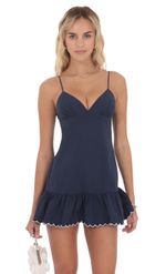 Product image for Scallop Ruffle Dress in Navy