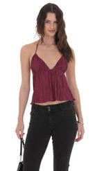 Product image for Pleated Babydoll Top in Plum
