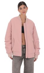 Product image for Oversized Bomber Jacket in Pink