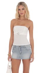 Picture of Polka Dot Strapless Buckle Top in Black