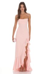 Product image for Ruffle Maxi Dress in Soft Pink