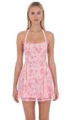 Product image for Embellished Halter Mini Dress in Pink