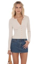 Product image for Cinched Knit Cardigan in Heather Cream
