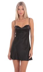Product image for Satin Sweetheart Neck Dress in Light Blue