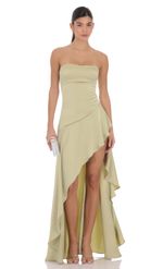 Product image for Satin High Low Maxi Dress in Light Blue