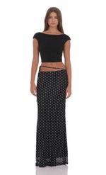 Product image for Foil Mesh Wrap Maxi Skirt in Black