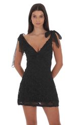 Product image for Floral Sequin V-Neck Dress in Blue