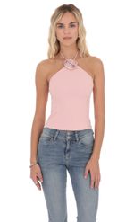 Product image for Rhinestone Rosette Top in Pink