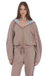 Product image for Two-Toned Cropped Hoodie in Taupe