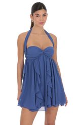 Product image for Halter Ruffle Babydoll Dress in Maroon