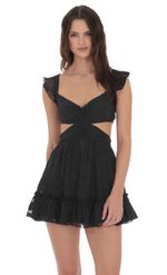 Product image for Ruffle Floral Cutout Dress in Black