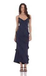 Product image for Ruffle V-Neck Maxi Dress in Red