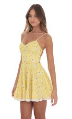 Picture of Floral Fit and Flare Dress in Yellow