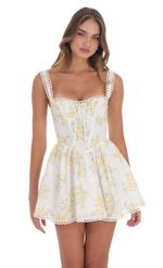 Picture of Corset Floral Fit and Flare Dress in White