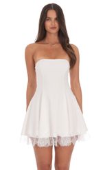 Product image for Polka Dot Mini Dress with Lace Trim Hem