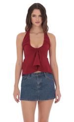 Product image for Pinstripe Scrunch Halter Top in Black