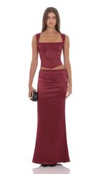 Product image for Satin Maxi Skirt in Maroon