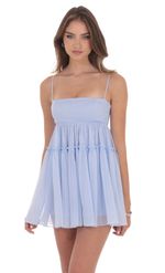 Product image for Dotted Floral Babydoll Dress in Pink