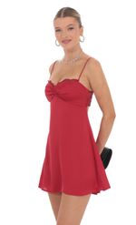Picture of Satin Floral Back Lace Dress in White
