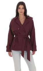Product image for Double Breasted Trench Coat in Burgundy