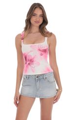 Picture of Satin Square Neck Top in Red