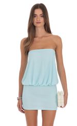 Product image for Strapless Blouson Style Mini Dress In Coral