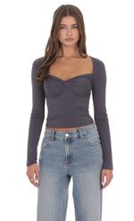 Изображение товара для Топ с длинными рукавами и драпировкой