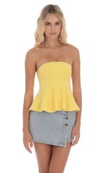 Picture of Strapless Peplum Top in Yellow