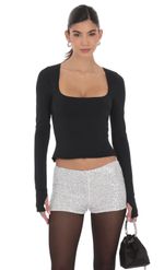 Product image for Sequin Mini Shorts in Silver