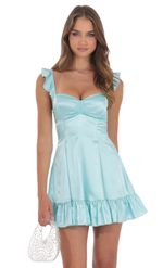 Product image for Shimmer Ruffle Fit and Flare Dress in Navy