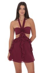 Product image for Chiffon Cutout Ruffle Dress in Pink