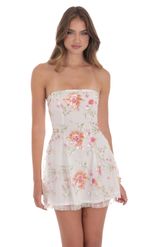 Product image for Sequin Floral Strapless Dress in White
