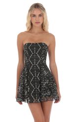 Picture of Gold Thread Strapless Fit and Flare Dress in Black