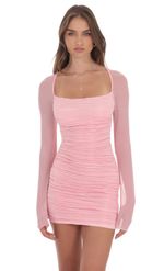 Product image for Pleated Mesh Bodycon Dress in Pink