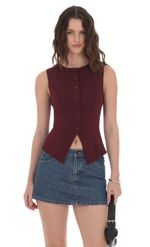 Product image for High Neck Vest in Burgundy
