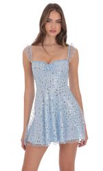 Product image for Lace Ruffle Strap A-Line Dress in Burgundy