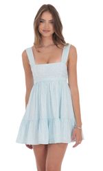 Product image for Square Neckline Babydoll Dress in Denim Blue