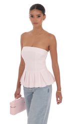 Butter Yellow Strapless Peplum Top main image 1