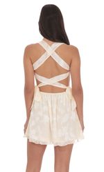 Product image for Floral Strappy Back Bows Dress in Pink