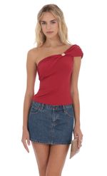 Product image for Embellished Capped One Shoulder Top in Black