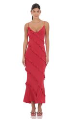 Product image for Ruffle V-Neck Maxi Dress in Red