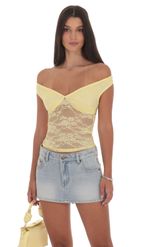 Product image for Off Shoulder Lace Top in Yellow