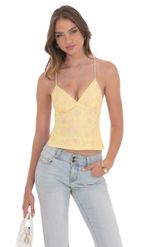Picture of Open Back Sequin Floral Top in Champagne