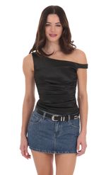 Picture of Satin Off Shoulder Top in Champagne