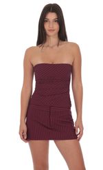 Product image for Strapless Striped Top in Burgundy