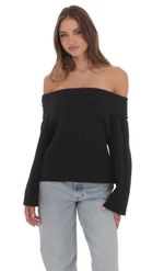 Изображение товара для Свободный вязаный джемпер с открытыми плечами