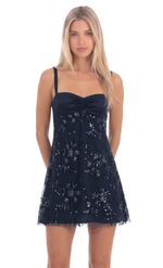Product image for Sequin Lace Mini Dress in Navy