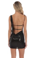 Product image for Sequin High Neck Open Back Dress in Gold